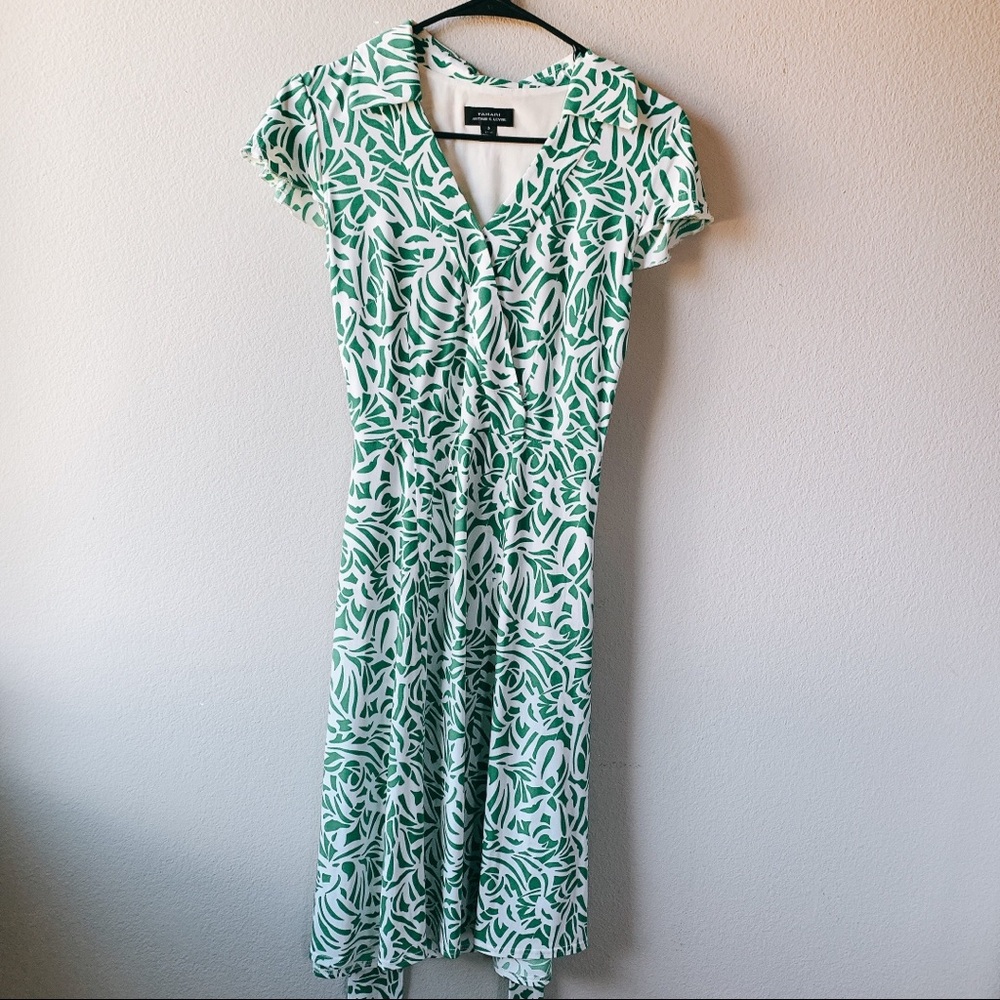 Tahari Green & White Dress